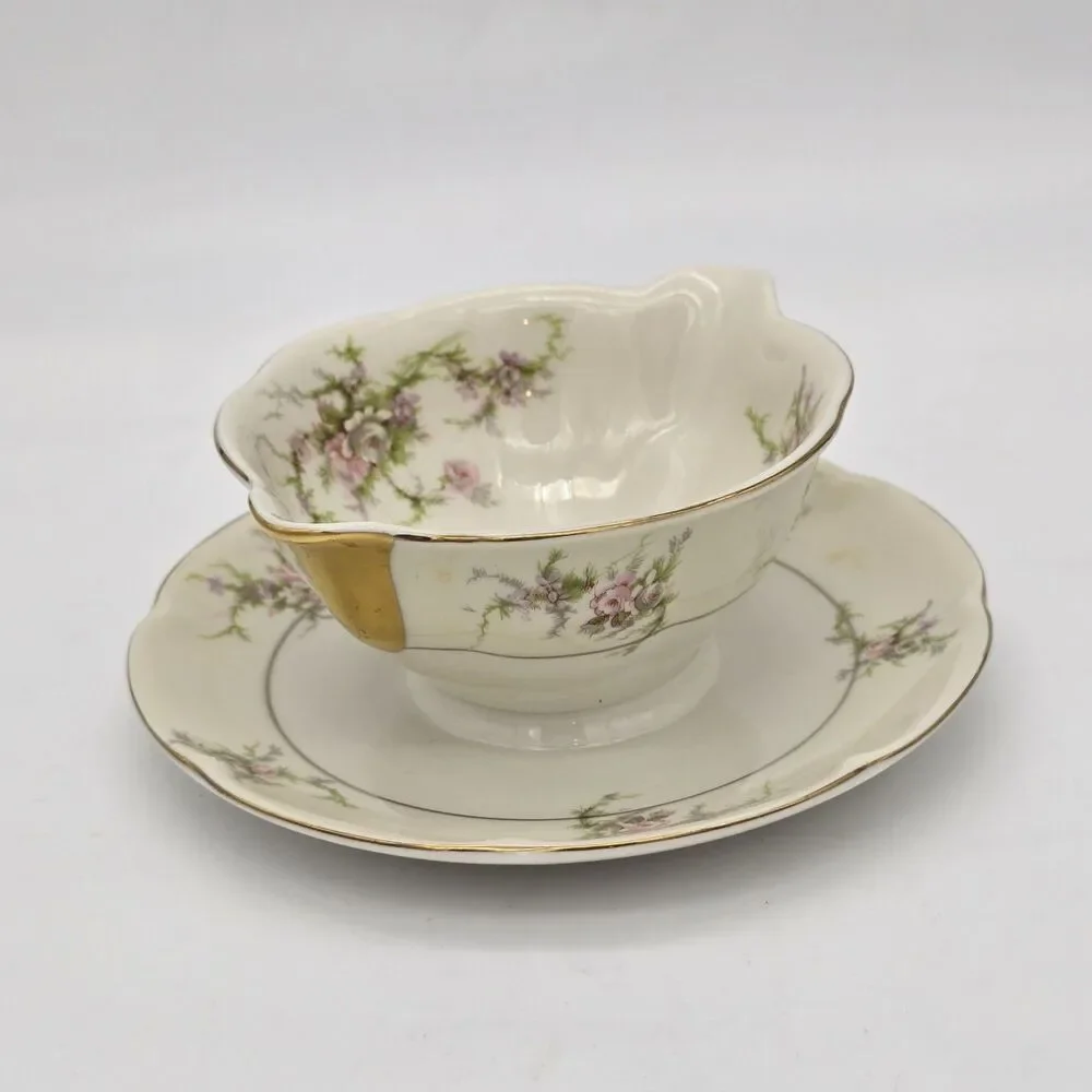 Vintage Theodore Haviland New York Rosalinde Round Sauce Bowl with Underplate